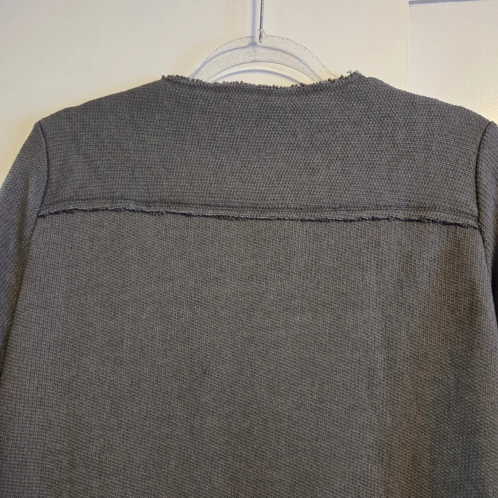 BARNEYS NEW YORK Grey Cotton Moto Jacket Sweater Large